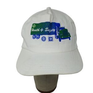 Vintage GM UAW Health & Safety Truck White Slideback Adjustable Hat Cap Men